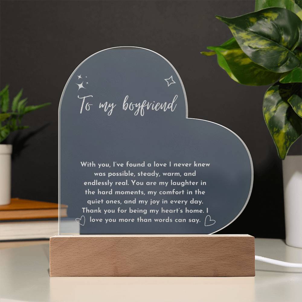 Engraved Acrylic Heart Plaque - To My Boyfriend