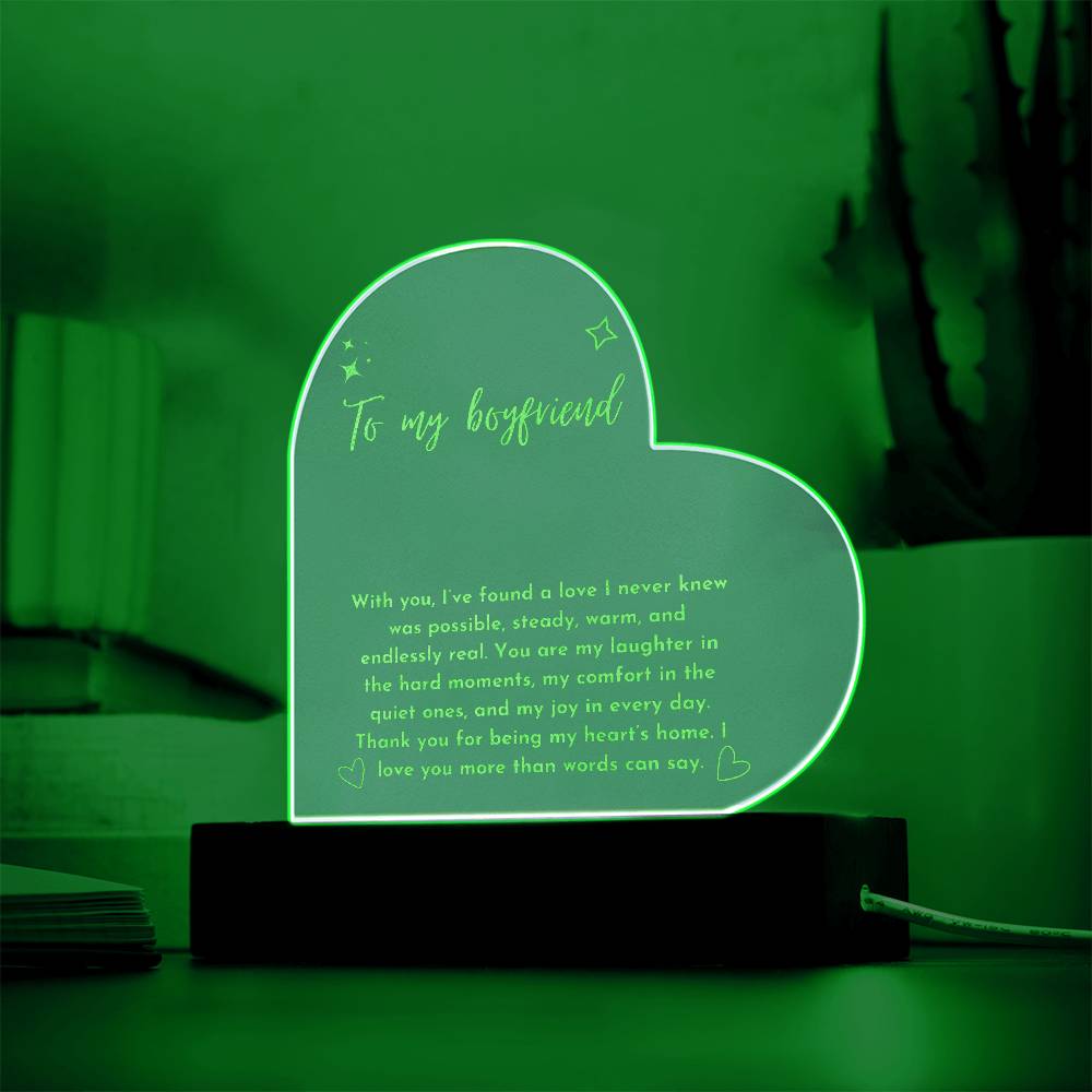 Engraved Acrylic Heart Plaque - To My Boyfriend