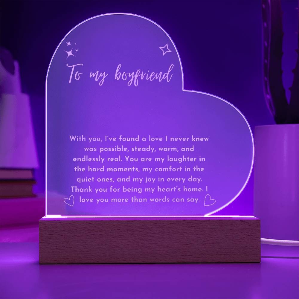 Engraved Acrylic Heart Plaque - To My Boyfriend