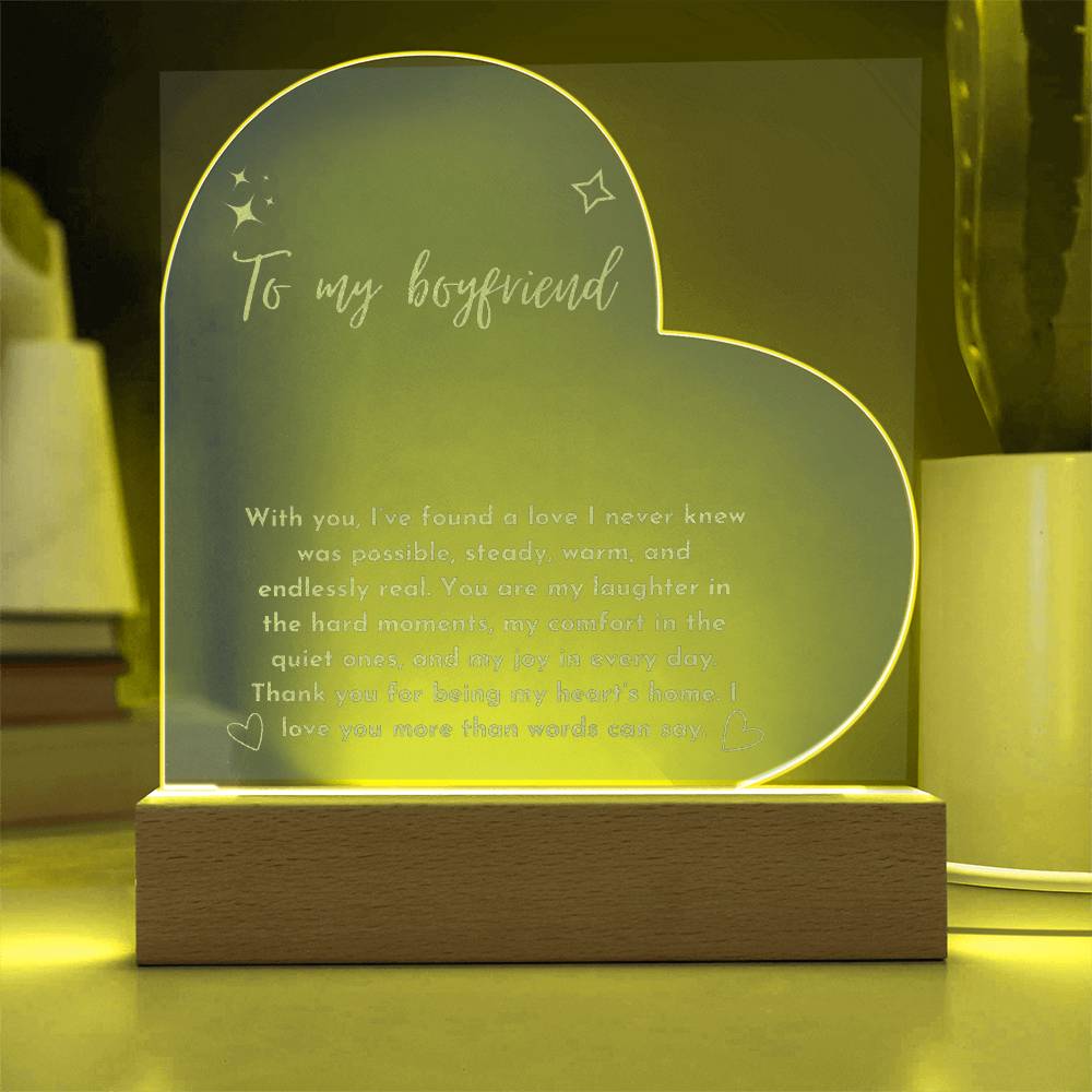 Engraved Acrylic Heart Plaque - To My Boyfriend