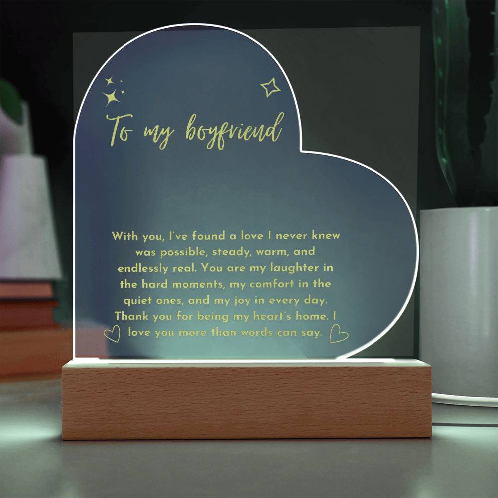 Engraved Acrylic Heart Plaque - To My Boyfriend