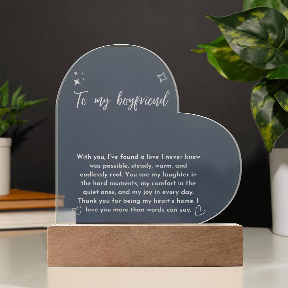 Engraved Acrylic Heart Plaque - To My Boyfriend