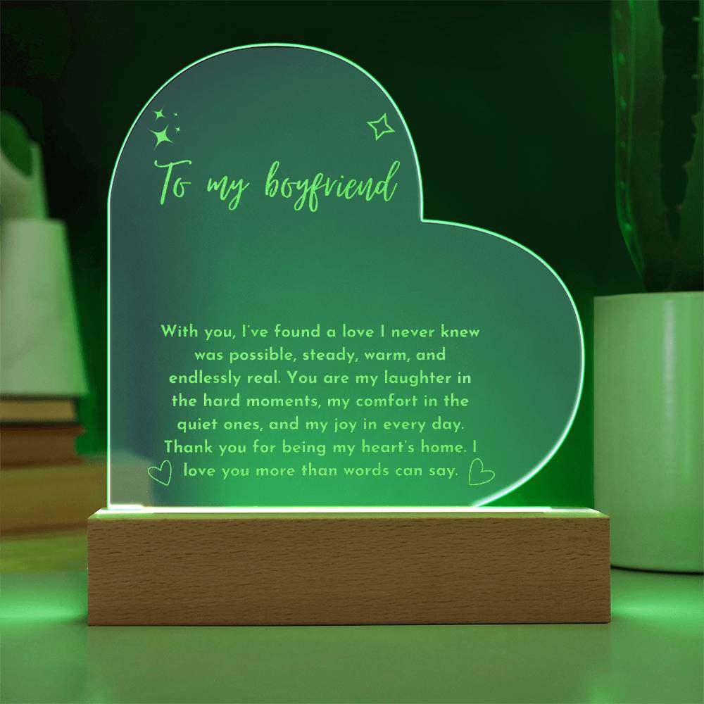 Engraved Acrylic Heart Plaque - To My Boyfriend