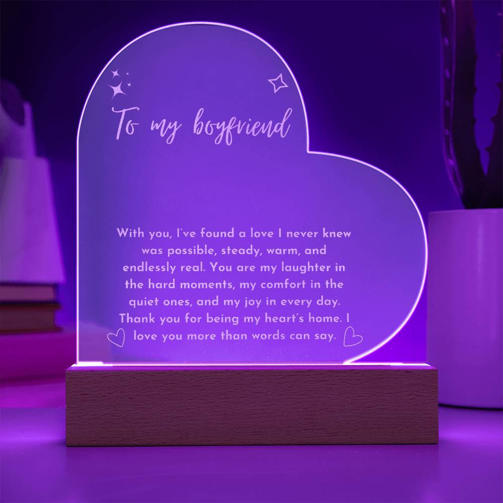 Engraved Acrylic Heart Plaque - To My Boyfriend