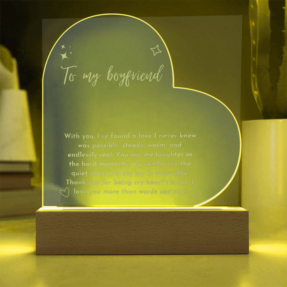 Engraved Acrylic Heart Plaque - To My Boyfriend