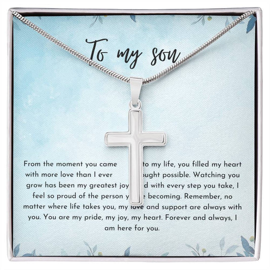 Artisan Cross Necklace-To My Son